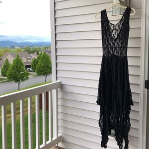 Women’s black lace free people maxi dress